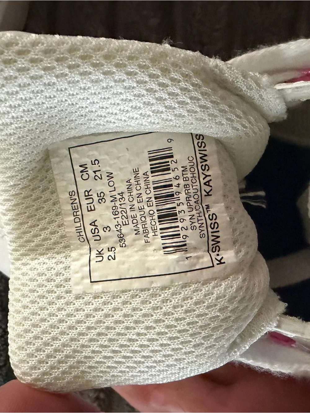 K-Swiss White Sneakers with Pink Patterned Stripes - Kids
